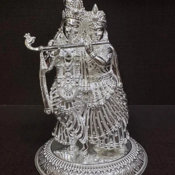 Radha Krishna Silver Finish Decorative Idol