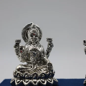 Pure Silver Lakshmi–Ganesh–Saraswati Idol Set