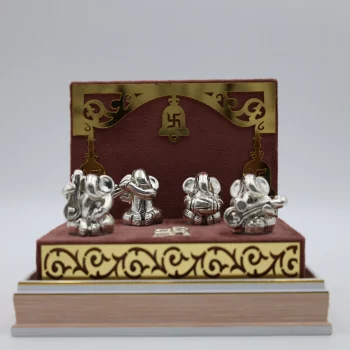 Pure Silver Mini Ganesh Idol Set