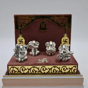 Pure Silver Mini Ganesh Idol Set