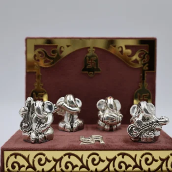 Pure Silver Mini Ganesh Idol Set