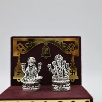 Pure Silver Lakshmi–Ganesh Idol Set