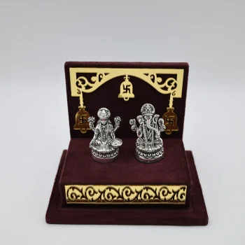 Pure Silver Lakshmi–Ganesh Idol Set