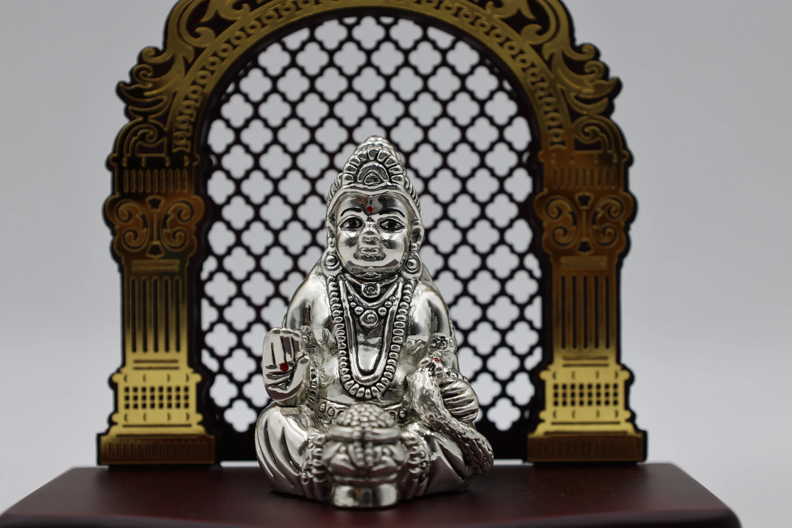Pure Silver Lord Idol with Ornate Arch Frame