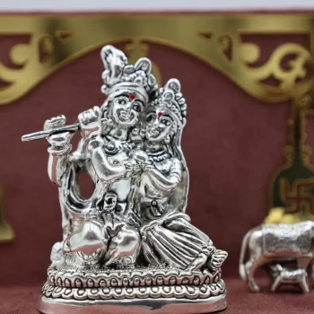 Pure Silver Radha–Krishna Idol Set