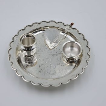 Silver Pooja Thali Set – Elegant & Auspicious