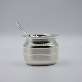 Silver Ghee Pot with Spoon & Lid – Traditional & Practical
