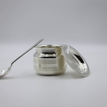 Silver Ghee Pot with Spoon & Lid – Traditional & Practical
