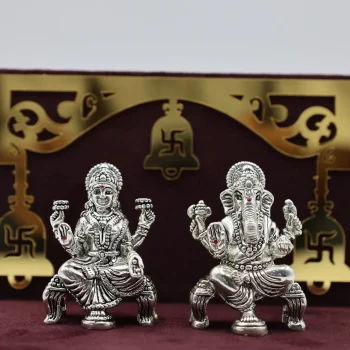 Pure Silver Lakshmi–Ganesh Idol Set