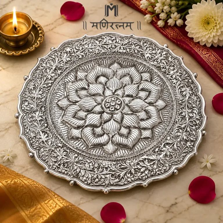 Royal Lotus Silver Aarti Plate